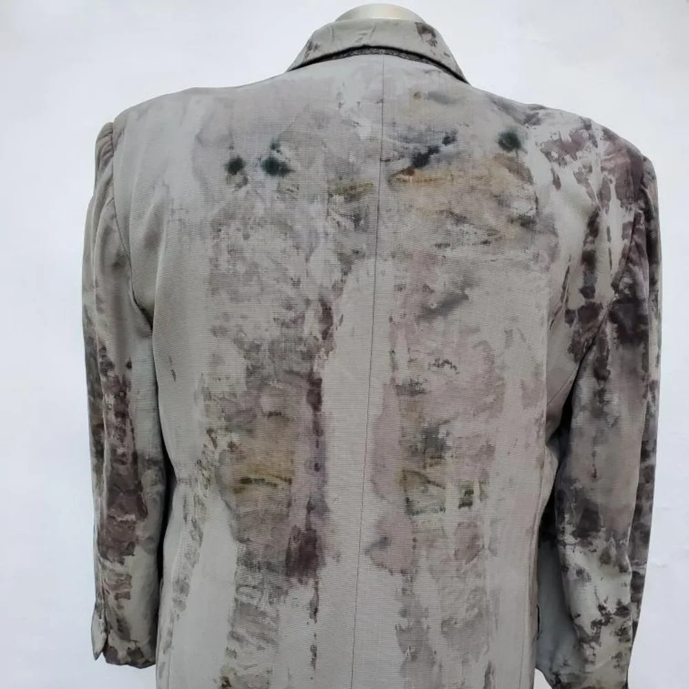 FENDI 50 wool gray grey black blue purple blazer jacket tie dyed unisex Med Larg